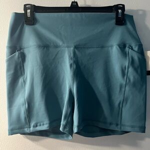 Women's Teal Biker Shorts with pockets